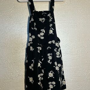 Art Class Black romper with White Floral Design
